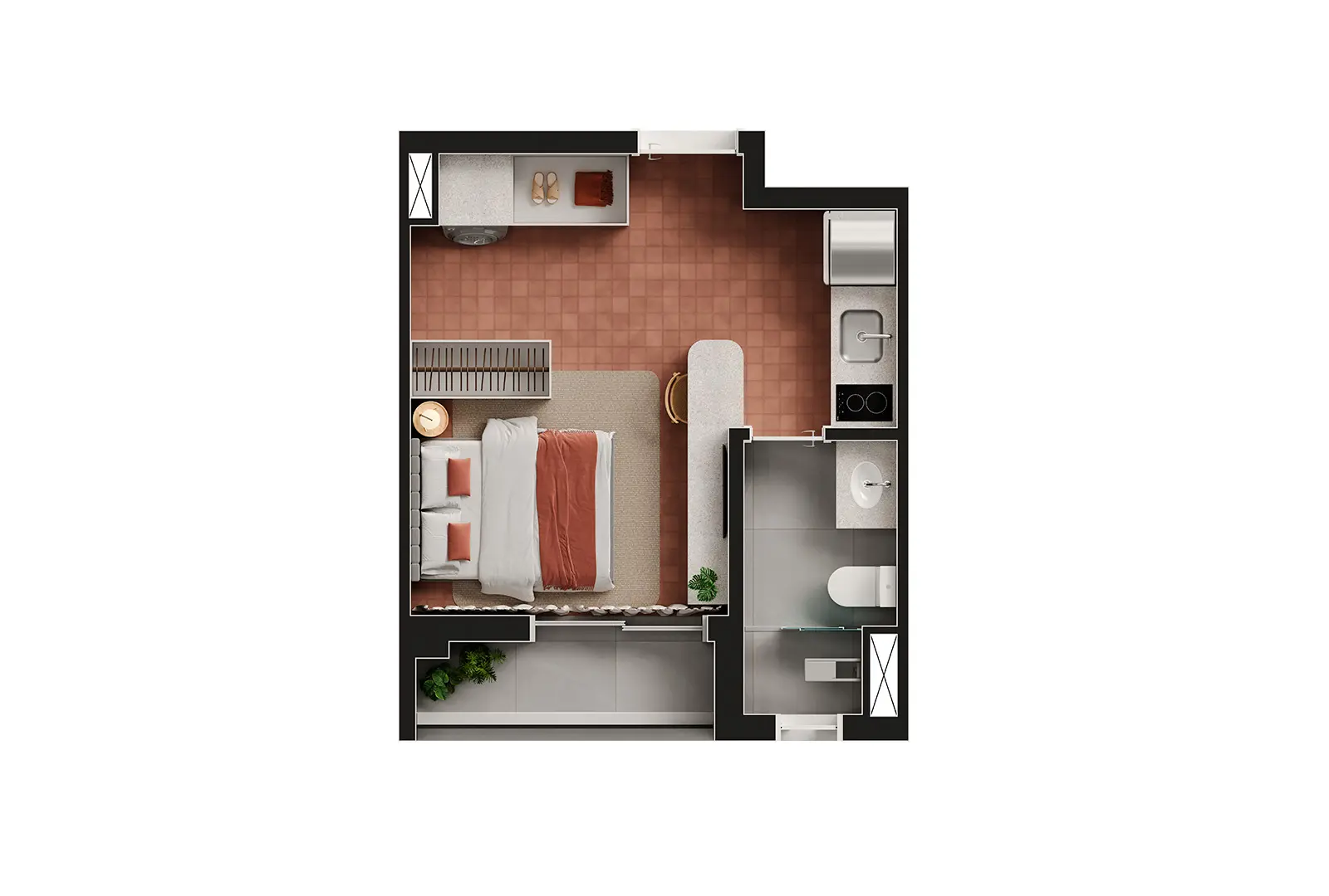 Planta Studio 24m² Nex One