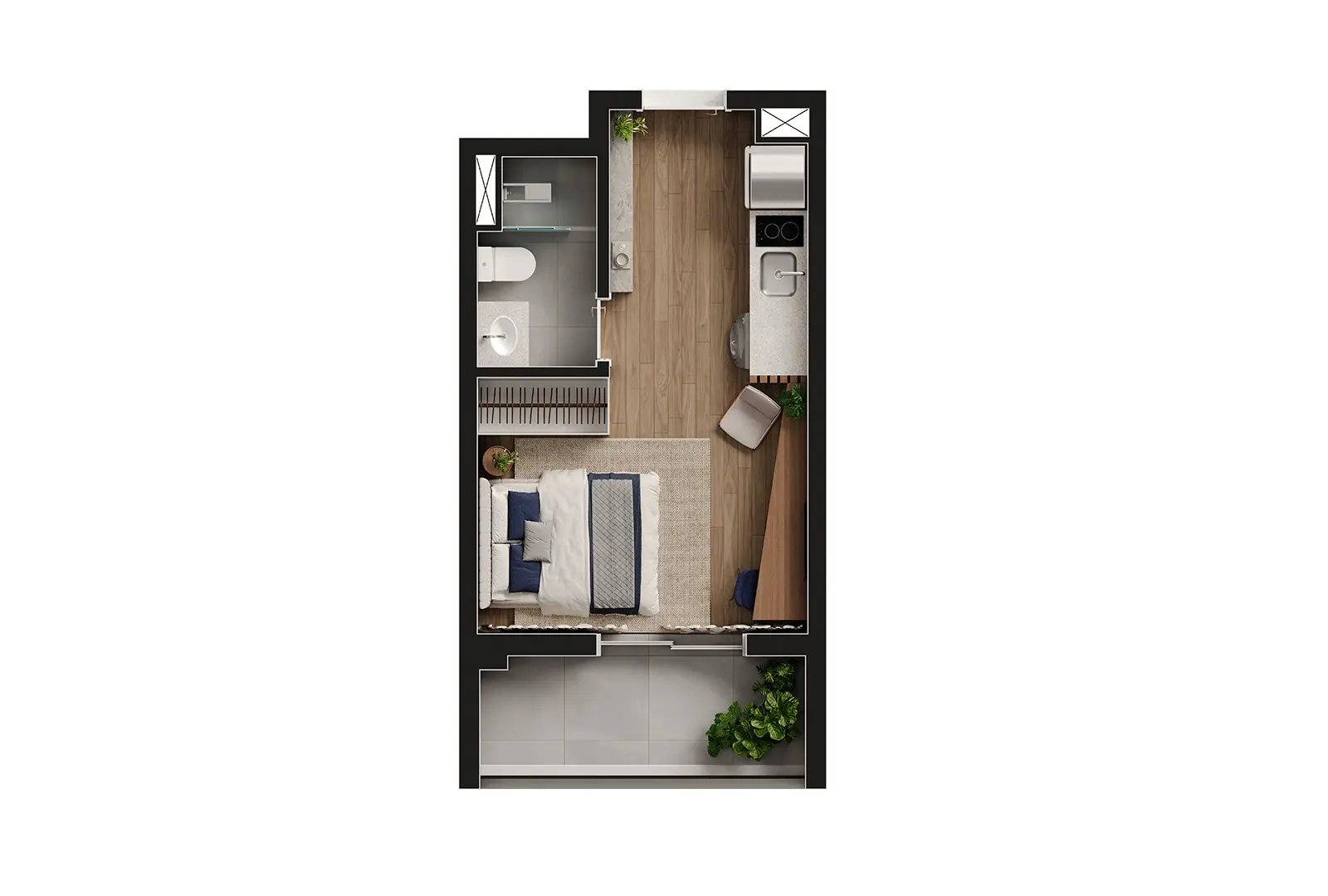 Planta Studio 27m² Nex One